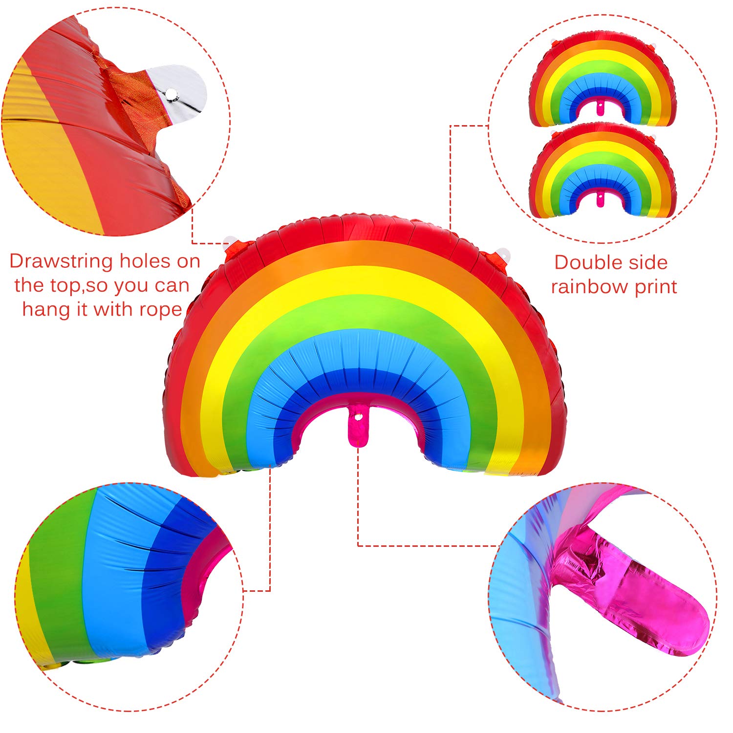 6-Piece Rainbow Pride Foil Balloons Set - Large LGBTQIA+ Party Decorations for Birthdays, Baby Showers & Weddings - Perfect for Pride Month Celebrations, Gender Reveals & Festive Events