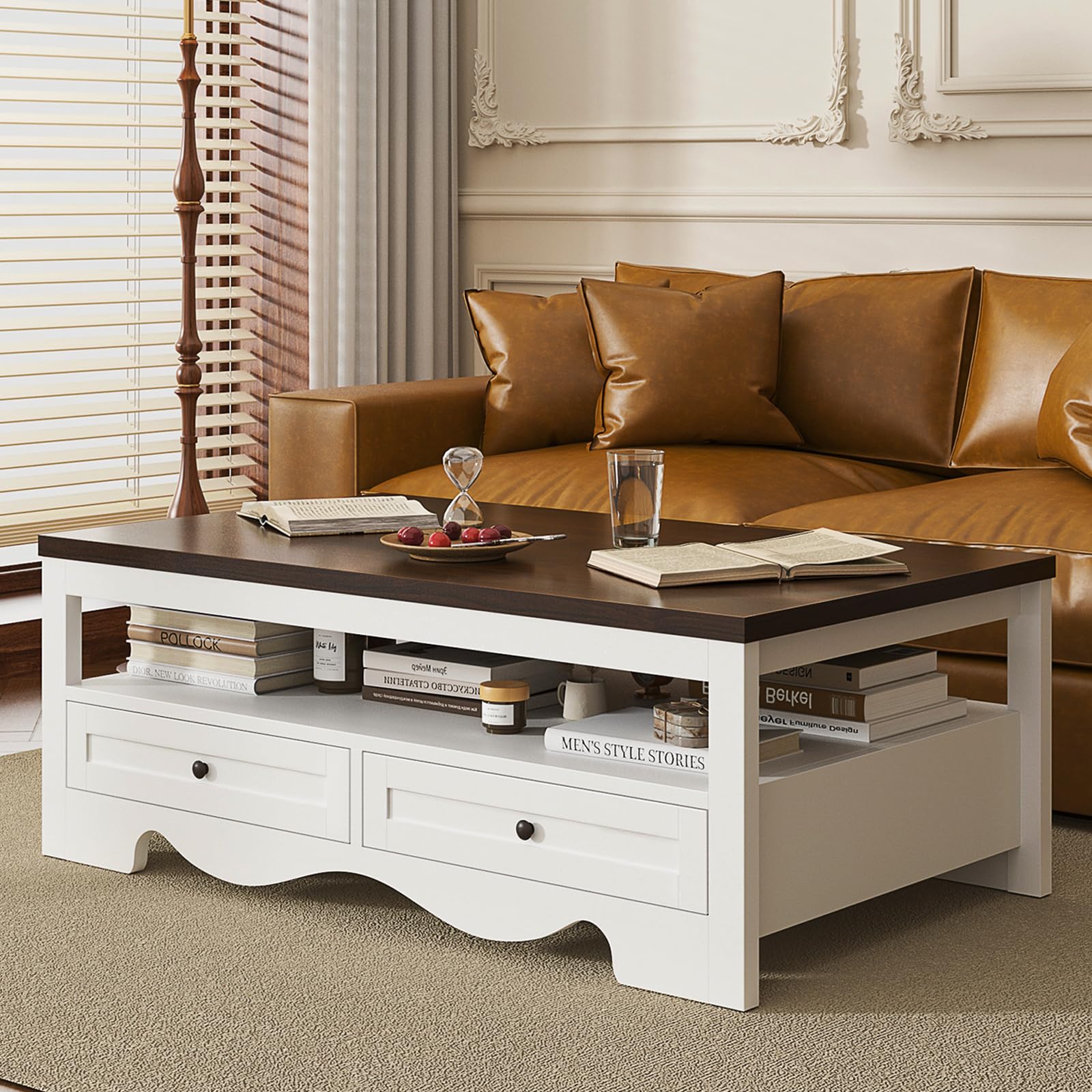 Farmhouse Coffee Table with Storage - 47.6
