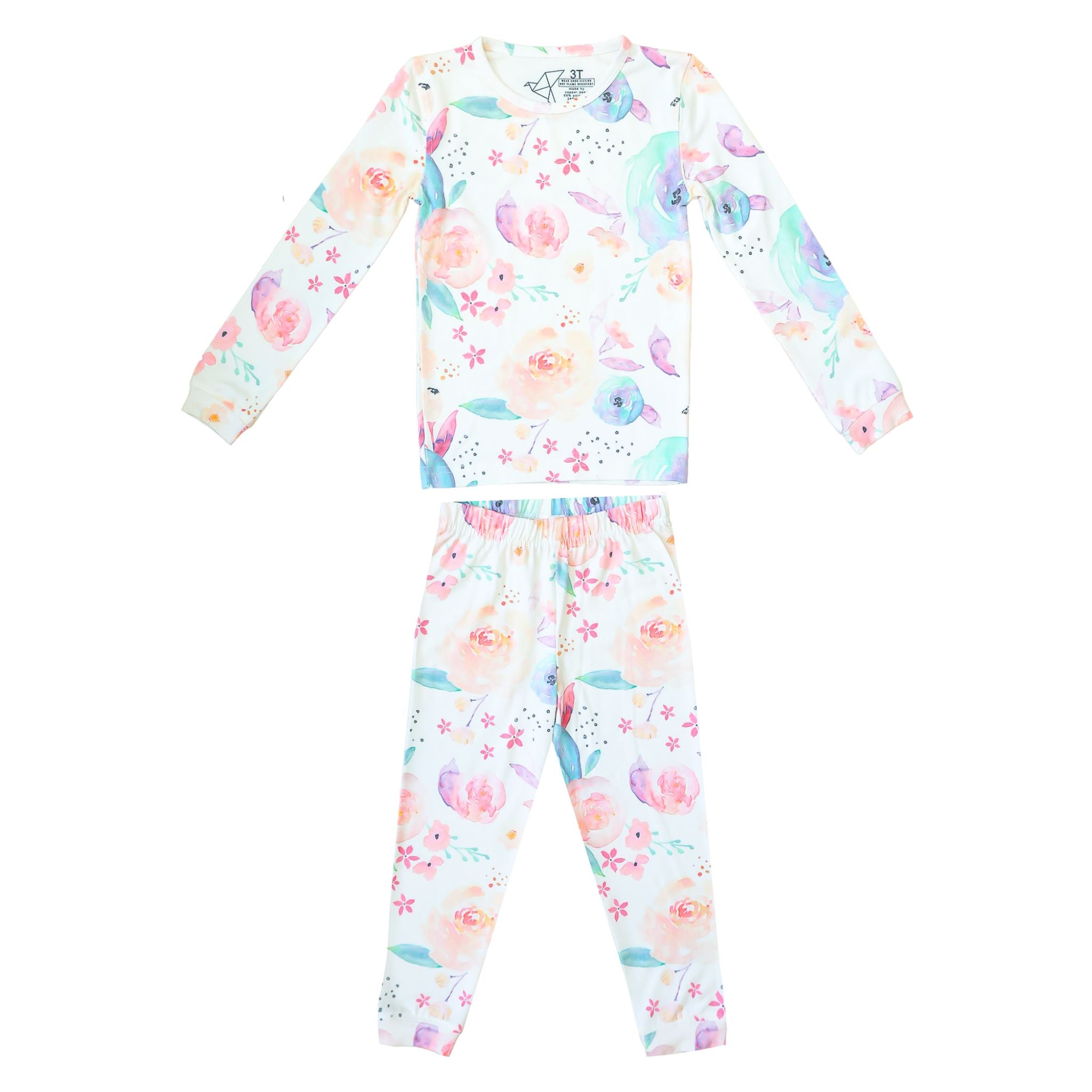 2pc Long Sleeve Pajama Set for Women - Soft Cotton Sleepwear with Bloom Print - Cozy Loungewear for Nighttime Relaxation & Home Comfort