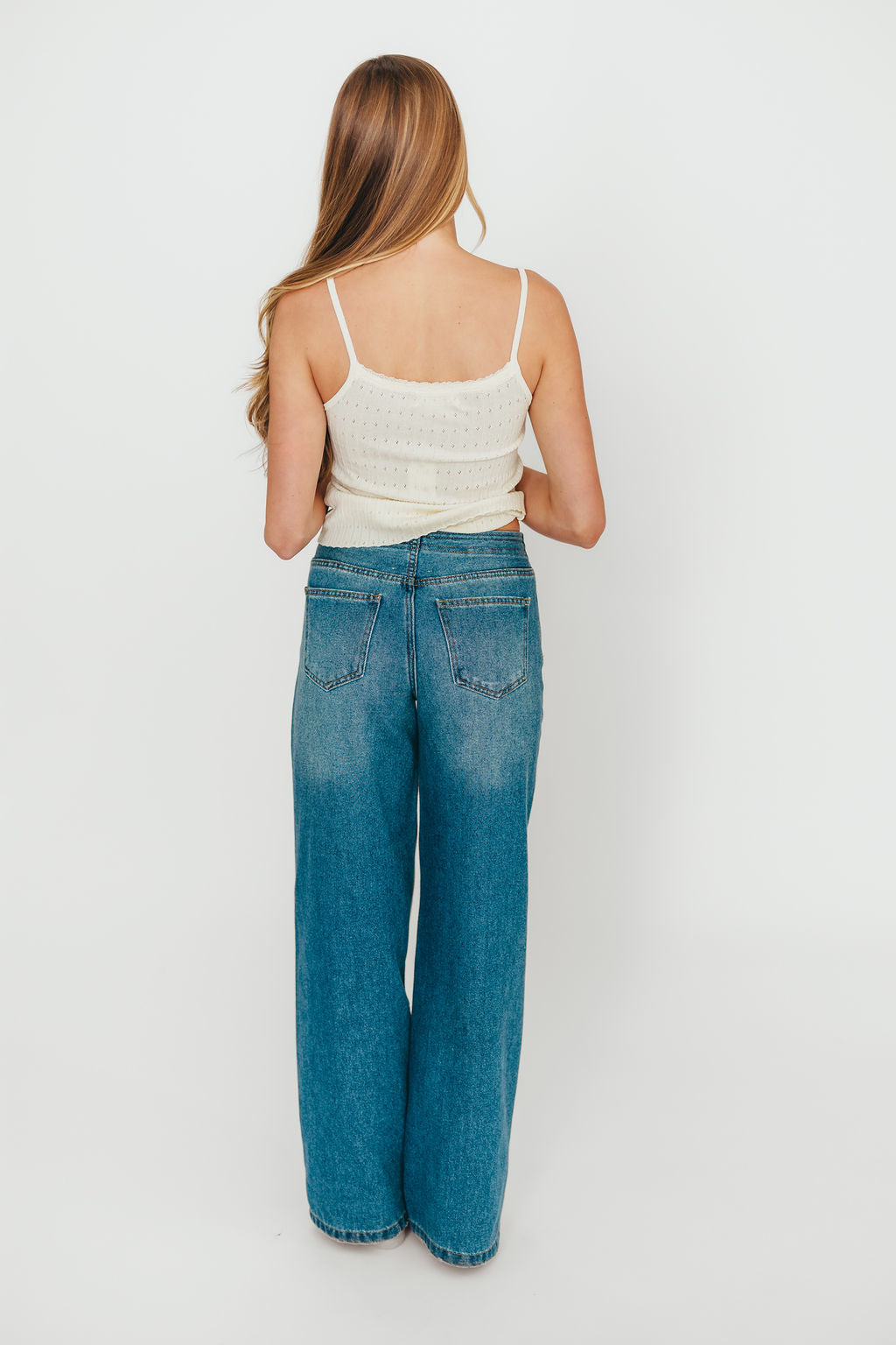 Stylish Baltic Jade Drawstring Wide Leg Jeans for Women - Comfortable High Waist Loose Fit Pants for Casual Outings & Boho Fashion