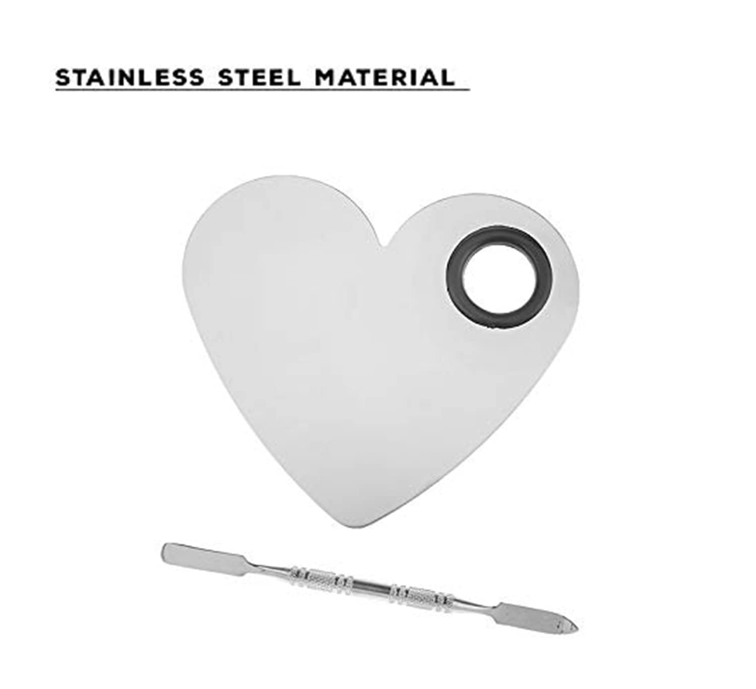 Heart-Shaped Makeup Palette Spatula - Stainless Steel Cosmetic Blending Tool for Foundation & Concealer | Professional Makeup Artist Kit | Perfect for Salon, Home Makeup & Travel Beauty Essentials