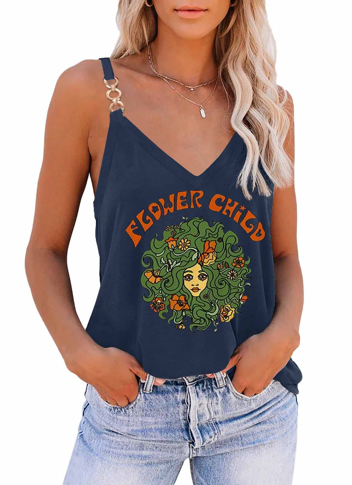 Women's Floral Print V-Neck Tank Top - Trendy Summer Tops for Women, Cute & Flattering Fit - Perfect for Beach, Vacation & Casual Outings