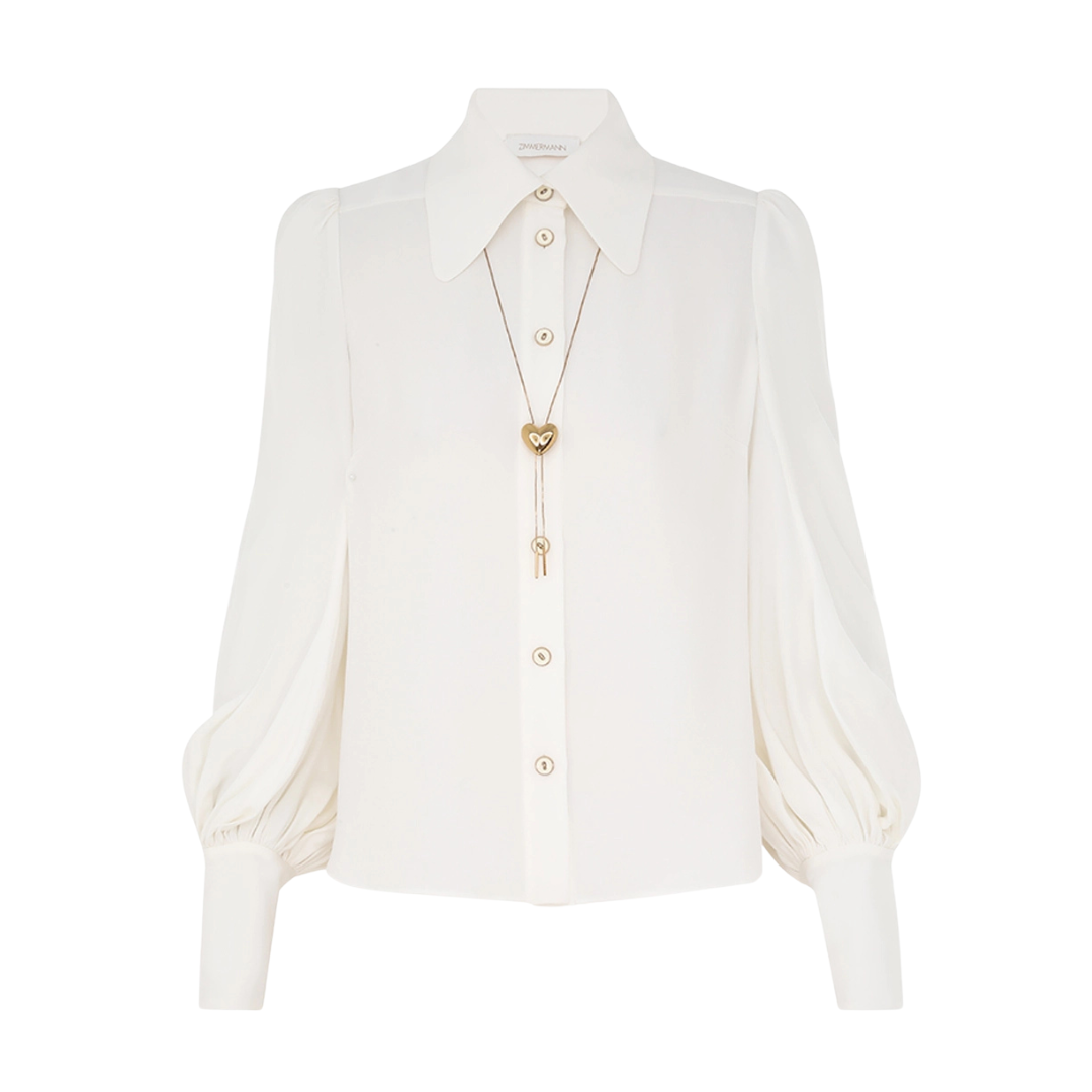 Elegant Collared Heart Print Blouse for Women - Stylish Office & Casual Wear - Perfect for Work, Dates & Everyday Outfits