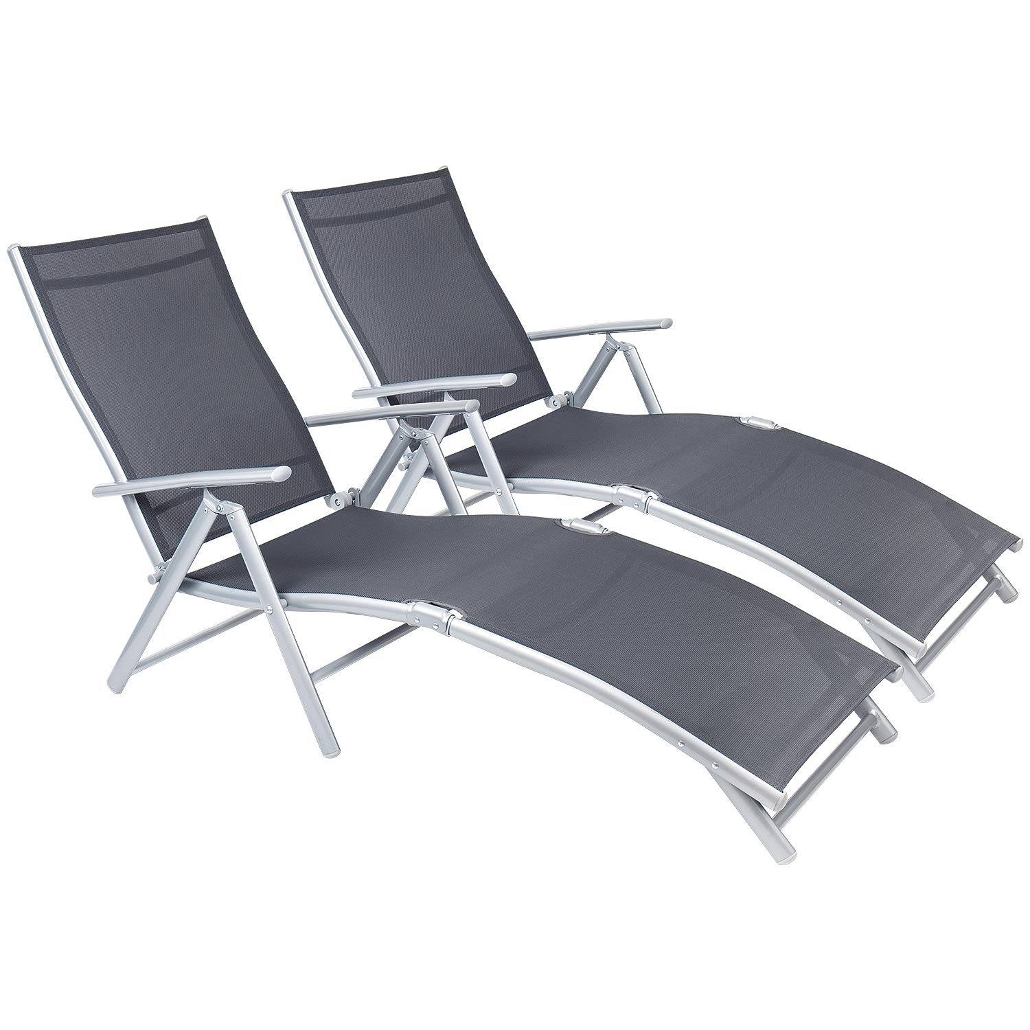 **Tuoze 2-Pack Adjustable Folding Recliner Chairs – Outdoor Chaise Lounge for Patio, Pool, Beach, Yard & Balcony – Foldable Tanning Sunbathing Chair (Grey) – Perfect for Relaxing, Lounging & Sunbathing**