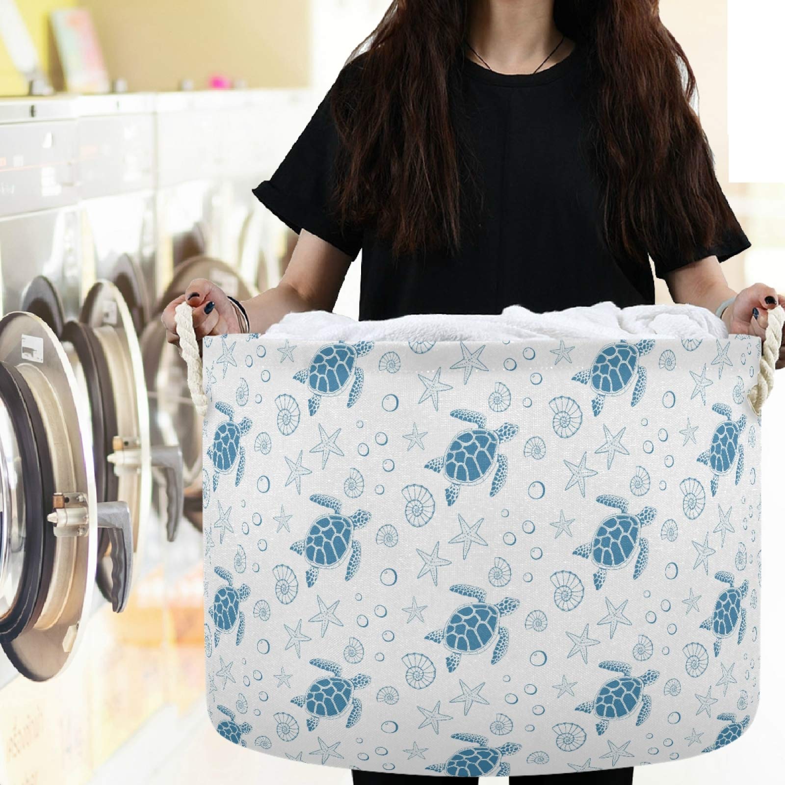Visesunny Collapsible Large Capacity Storage Basket - Durable Cotton Handles for Toys, Clothes, Laundry | Space-Saving Home Organizer for Bathroom, Bedroom, Nursery & Closet | Perfect for Kids' Room, Beach Trips & Pet Supplies Storage