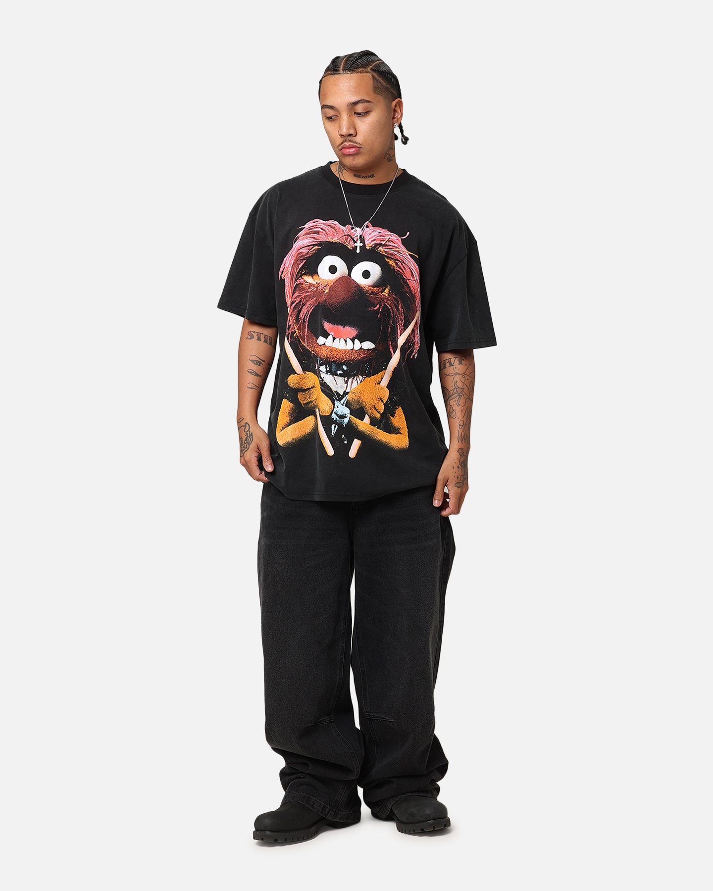 Vintage Disney The Muppets Animal Graphic T-Shirt - Black Cotton Heavyweight Tee for Men & Women - Perfect for Casual Wear, Cosplay, and Disney Fan Collectibles