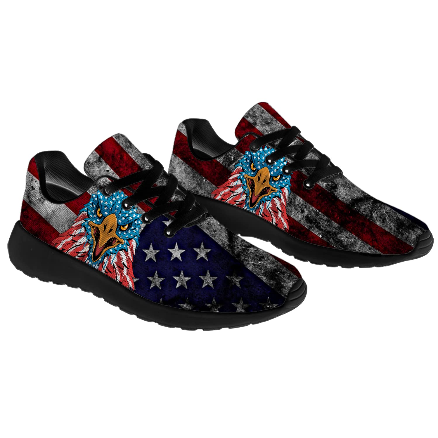 Patriotic American Flag Running Shoes for Men & Women - Comfortable Walking & Tennis Sneakers - 4th of July Independence Day Gifts (Size 10 Men/11.5 Women, Black) - Perfect for Outdoor Activities, Sports & Holiday Celebrations