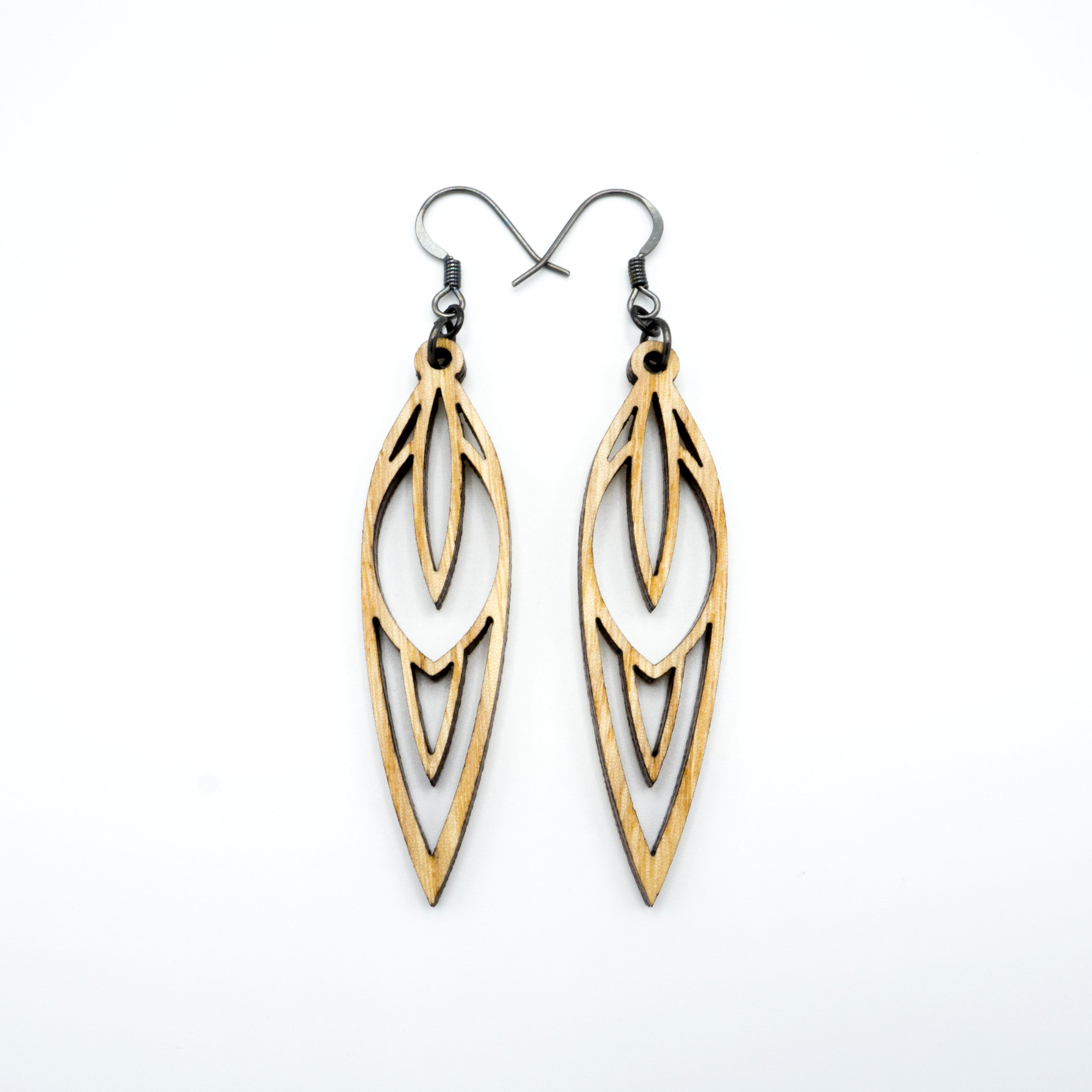 Totem 02 [S] Wooden Earrings - Handcrafted Ash Wood Bohemian Style Dangle Earrings for Women | Perfect for Festivals, Boho Outfits & Everyday Wear