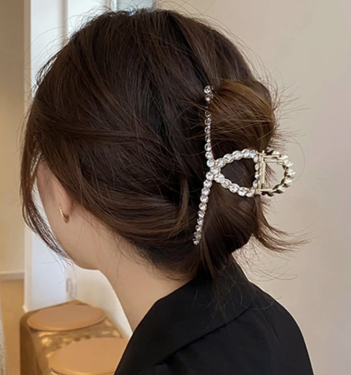 Elegant Crystal Cubic Hair Claw Clip for Women - Large Size Hair Accessories for Daily Use, Wedding, Party & Special Occasions