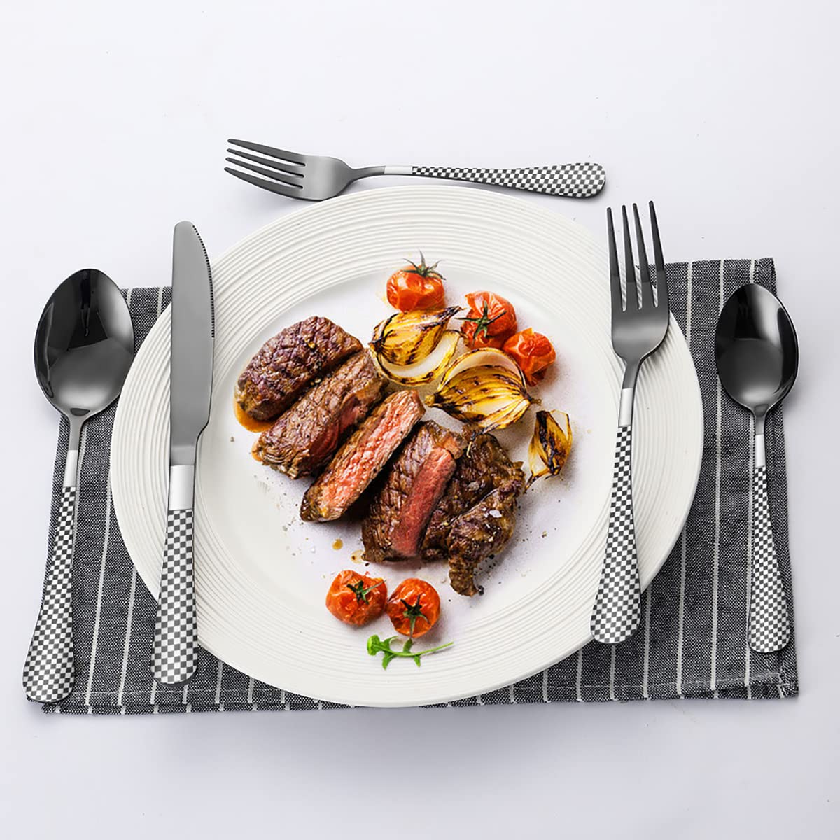 20-Piece Stainless Steel Flatware Set with Titanium Rainbow Plating - Colorful Cutlery Set for 4, Dinnerware & Silverware for Everyday Use, Parties & Gifts