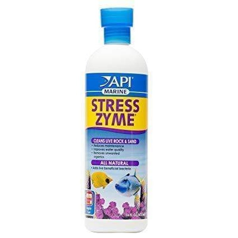 API Marine Stress Zyme 473ml - Beneficial Bacteria for Aquariums | Reduces Fish Stress & Improves Water Quality | Ideal for New Tank Setup & Water Changes