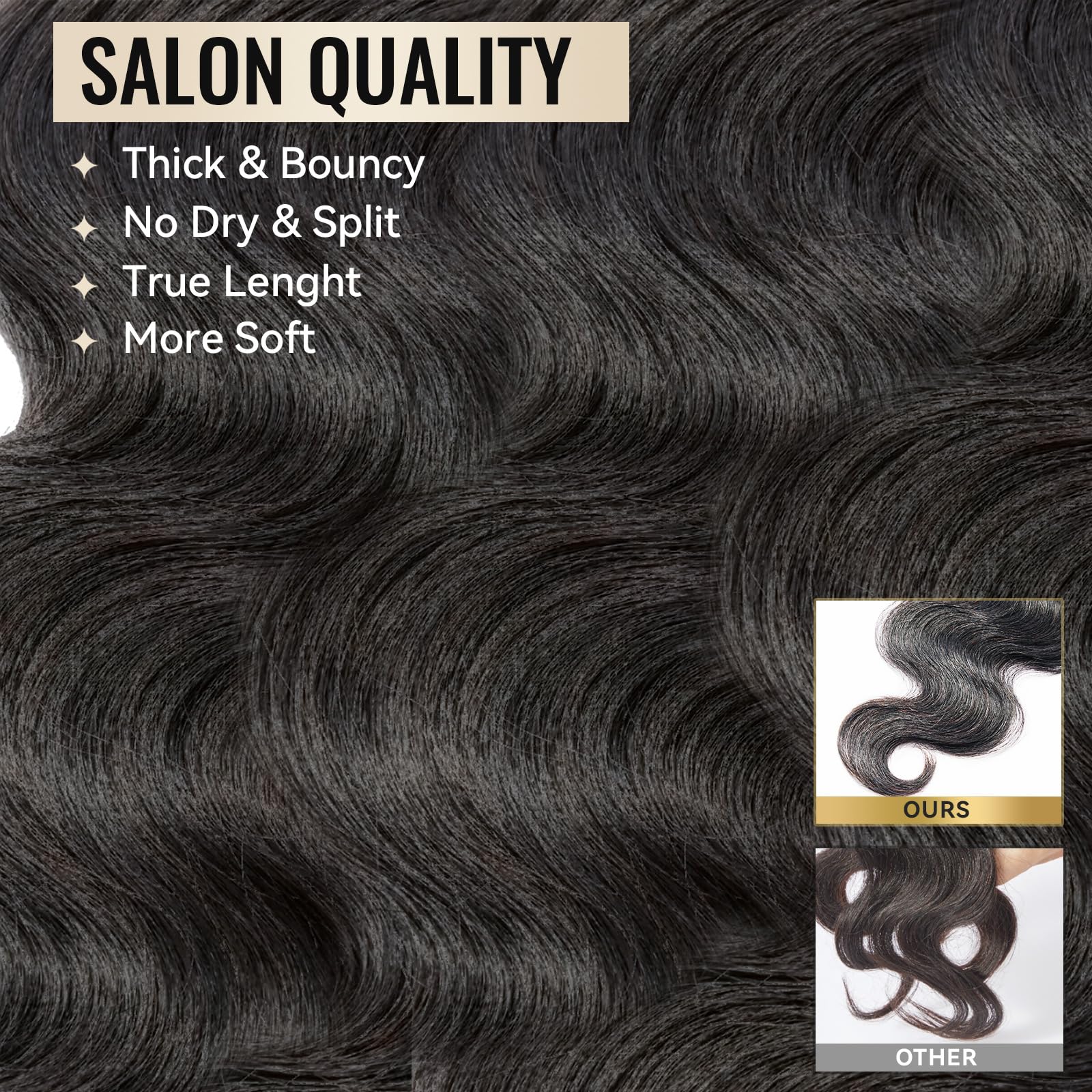 16A Brazilian Virgin Human Hair Bundles - Body Wave 20 22 24 Inch Thick Weave Natural Black Hair Extensions for Styling & Volume | Perfect for Daily Wear, Parties & Special Occasions