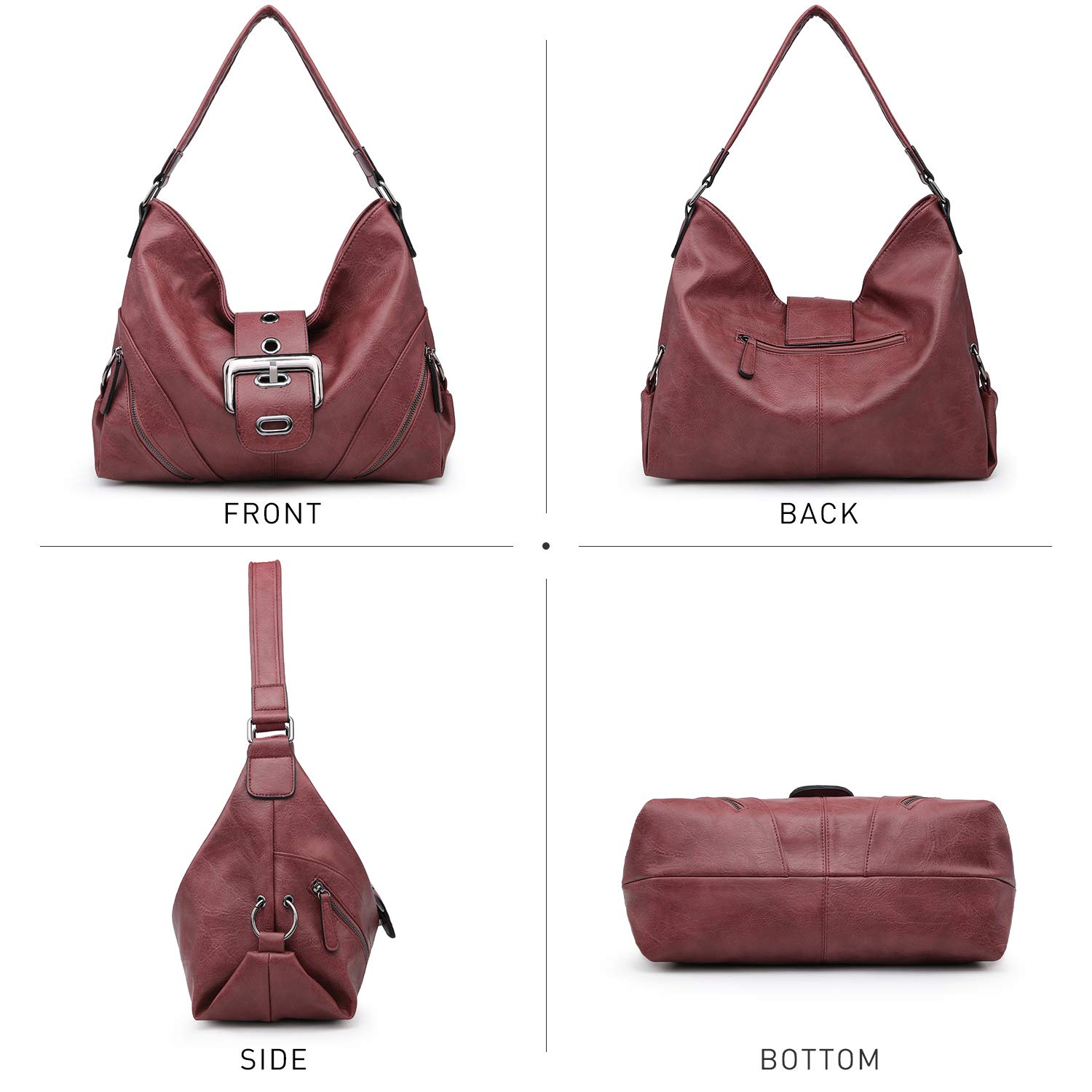 VONMAY Women's Large Hobo Shoulder Bag - Stylish Buckle Design Satchel Tote Purse for Work, Travel & Everyday Use