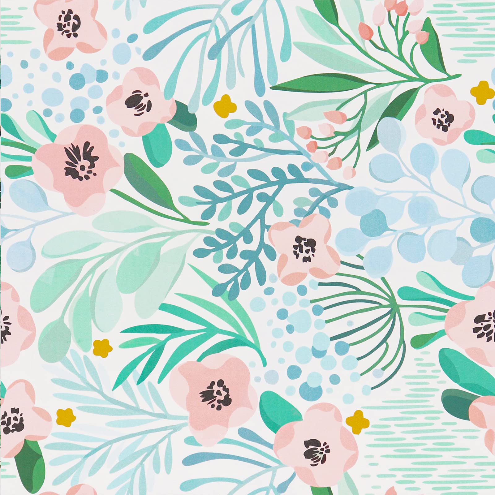 VaryPaper Floral Peel and Stick Wallpaper - Pink, Blue, Green Removable Self-Adhesive Wallpaper - Contact Paper for Bedroom, Nursery, Cabinets & Shelves Decor - 17.7