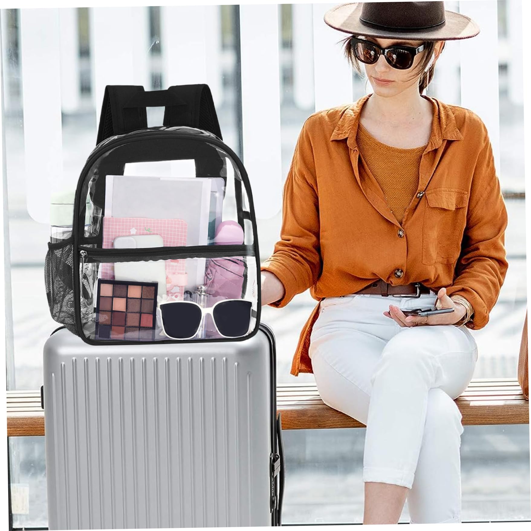 Large Clear Backpack - 20L Transparent Waterproof Stadium Backpack with Front Pocket for Concerts, Festivals & School - Perfect for Security Checks & Travel