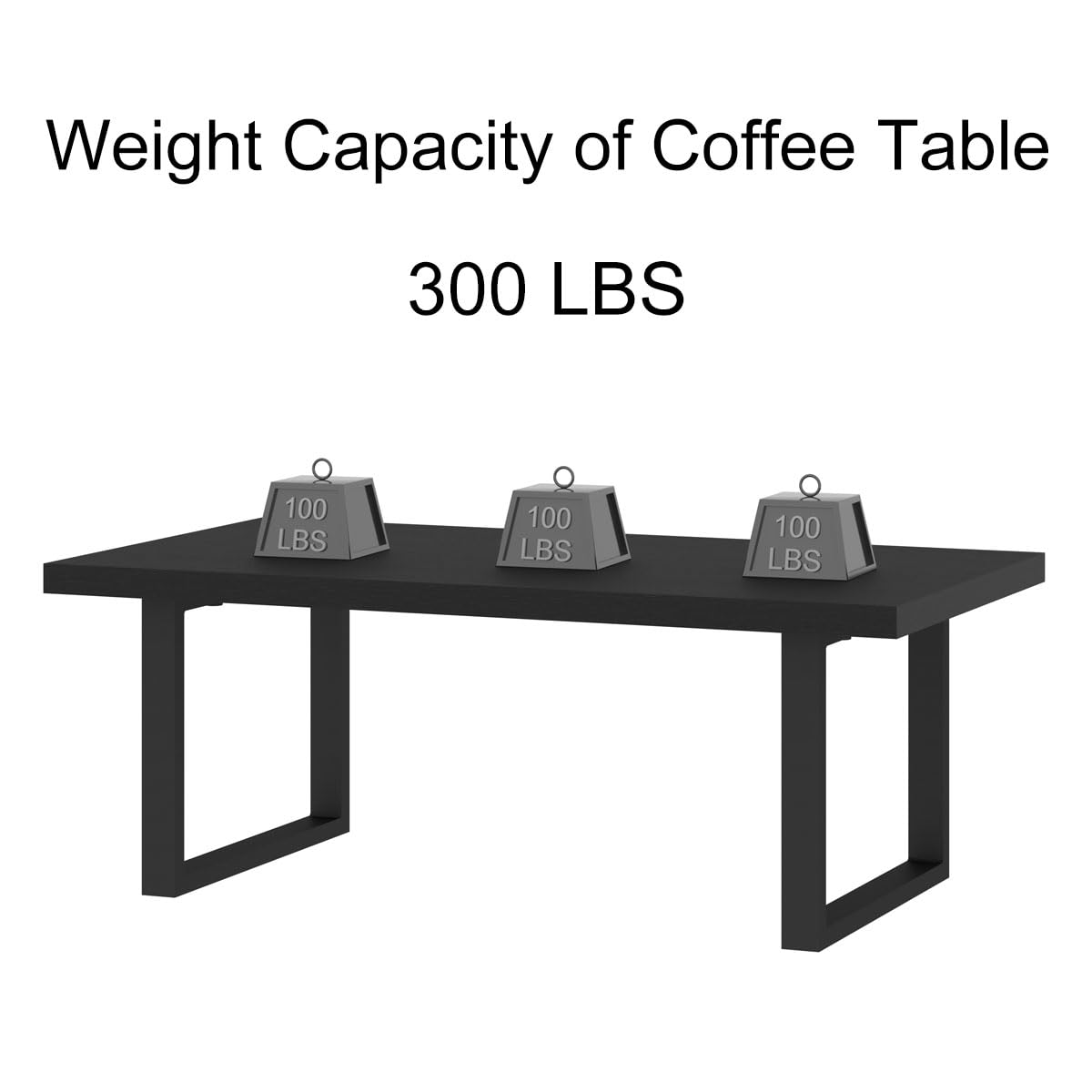 IBF Modern Black Coffee Table - Minimalist Industrial Wood & Metal Cocktail Table - 47 Inch Rectangle Living Room Center Table for Farmhouse, Home, Bedroom & Office - Black Oak Finish - Perfect for Entertaining, Reading & Decor