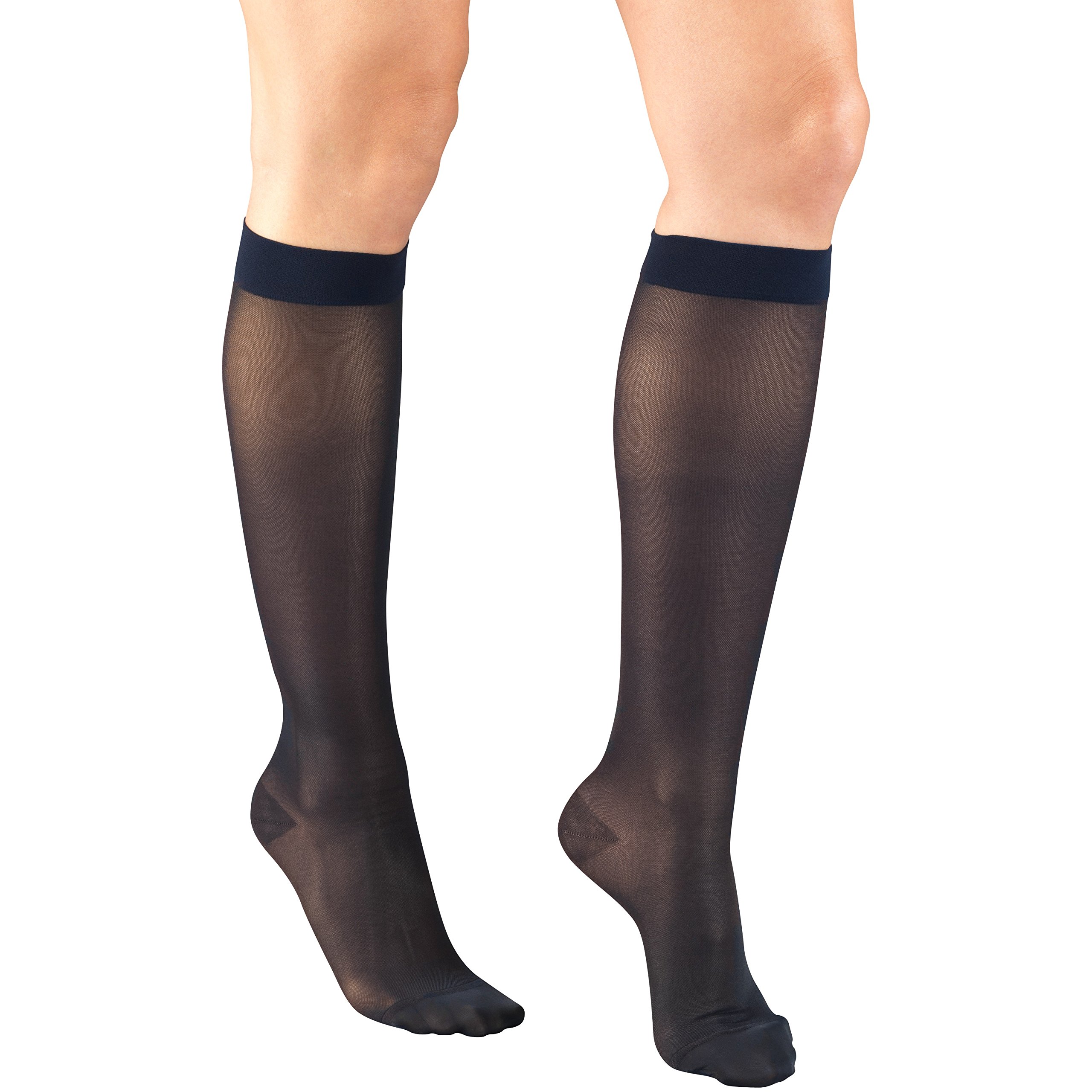 Truform Sheer Compression Stockings 15-20 mmHg - Women's Knee High Support Socks 20 Denier Navy Small - Perfect for Travel, Work & Varicose Vein Relief