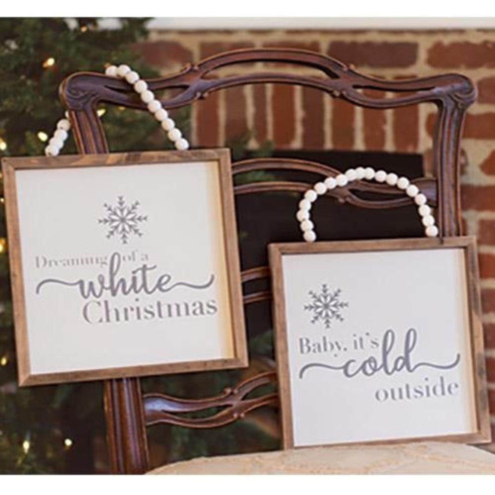 Baby It's Cold Outside Beaded Sign - Holiday Wall Decor for Christmas, Winter Home Decoration - Perfect for Living Room, Bedroom, Nursery & Office