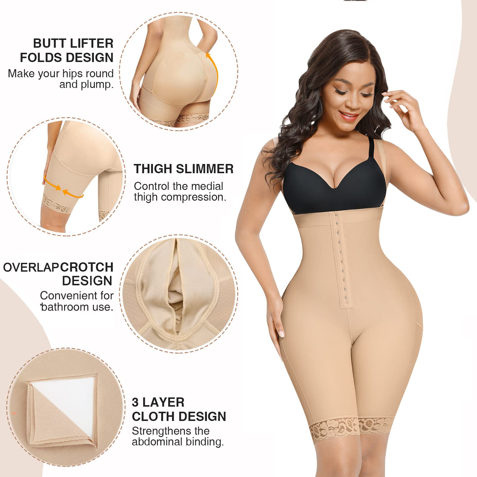 Lover-Beauty Colombian Postpartum Fajas Shapewear - BBL Waist Trainer for Butt Lift & Hip Enhancement - Perfect for Postpartum Recovery & Body Shaping