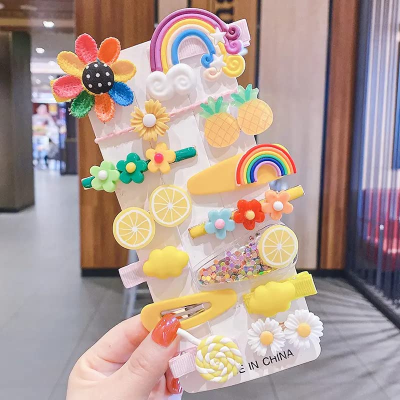 Unicorn Ice Cream Hair Clips Set for Girls - 14 Pcs Korean Hair Accessories for Toddler & Kids - Party & Daily Use