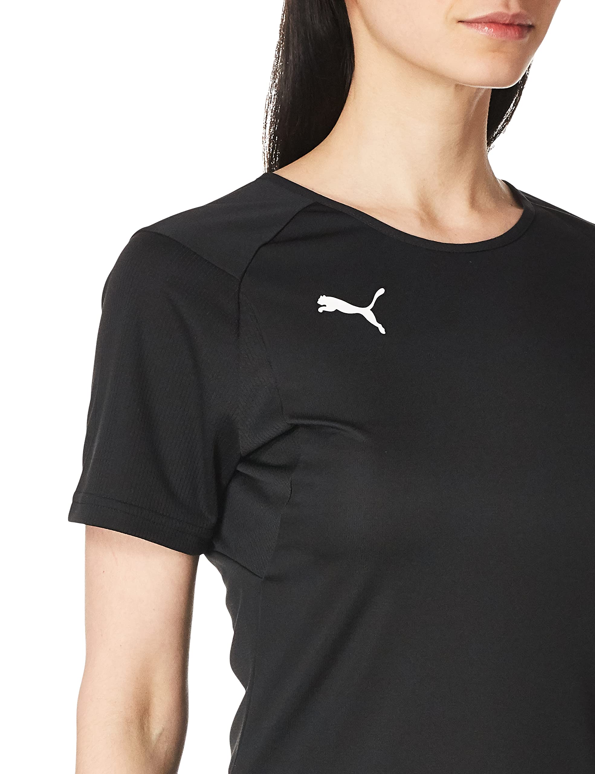 PUMA Women's Liga Training Jersey T-Shirt - Breathable, Moisture-Wicking Activewear for Gym & Soccer - Black & White - X-Small (US Size) - Perfect for Workouts, Training & Casual Wear