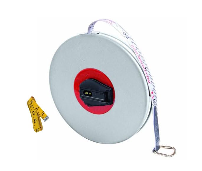 Sastaacha 30 Meter Fiberglass Measuring Tape - 30M/100ft, Durable & Flexible, Grey (Inch/Metric Scale) - Ideal for Construction, Sewing, DIY Projects & Home Renovation