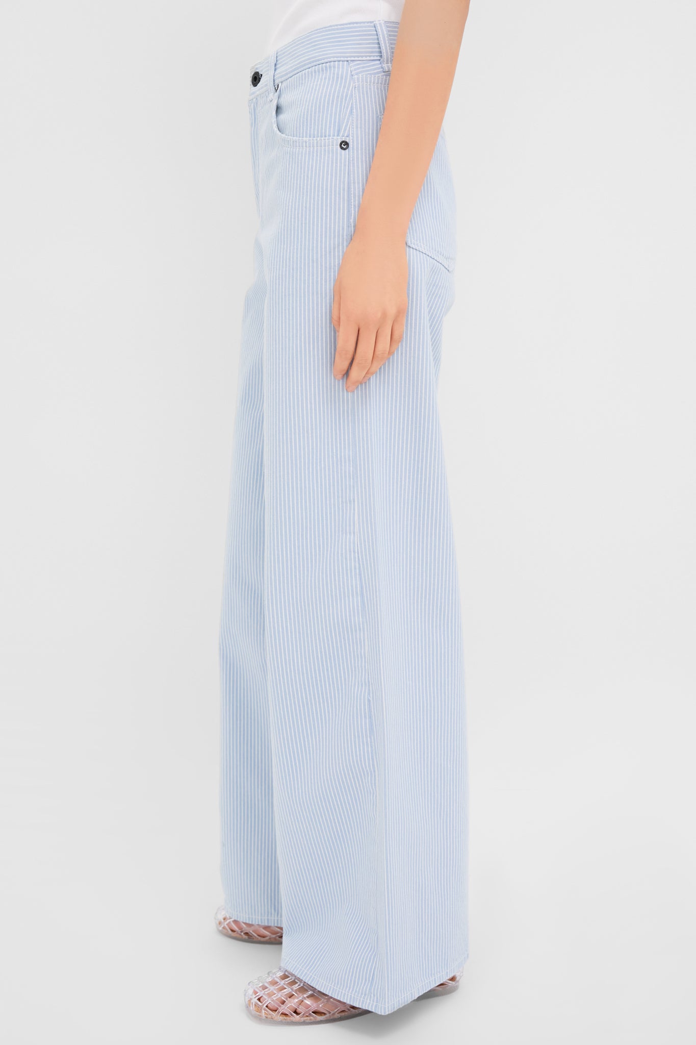 Blue Stripe Atomic Wide Leg Pants - High Waisted Casual Trousers for Women | Perfect for Office, Travel & Everyday Wear