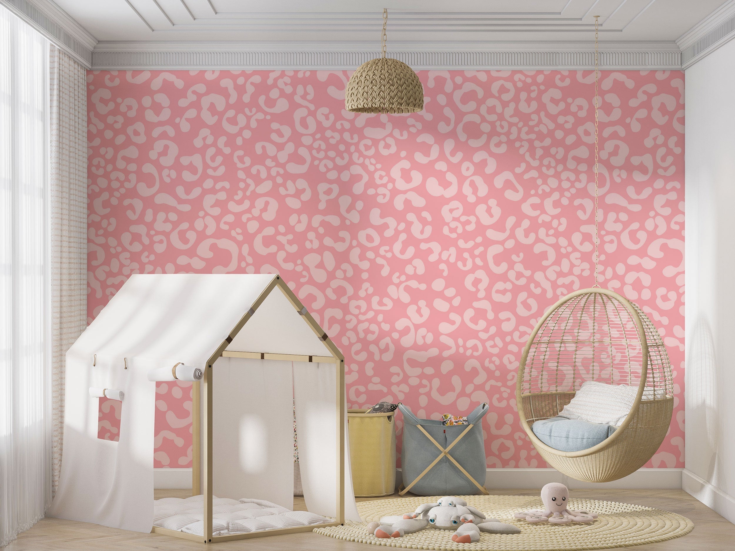 Abstract Pink Girls Room Wallpaper Mural - Peel and Stick Removable Wall Decor for Nursery, Bedroom & Playroom