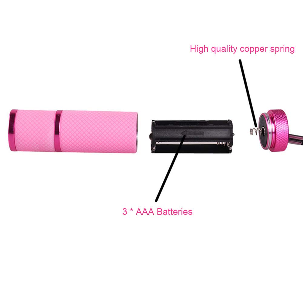 9 LED 395nm UV Flashlight - Mini Handheld Nail Dryer & Gel Curing Lamp for Nail Art, Facial Mask Detector | Perfect for Home Manicures & Beauty Treatments (Pink)