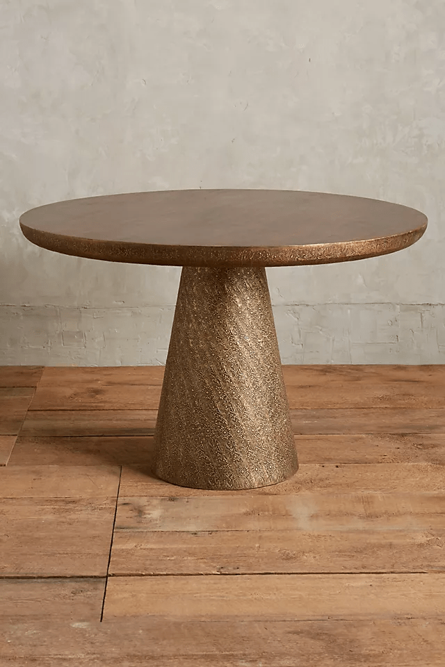 Hand Embossed Floral Dining Table - Vintage Metal Dining Room Decor | Elegant Home Centerpiece for Farmhouse, Rustic & Traditional Dining Spaces