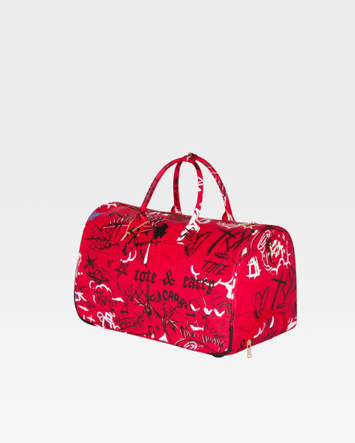Red Graffiti Rolling Duffle Bag - Large Capacity Travel Luggage for Gym, Sports, Weekend Trips & Outdoor Adventures