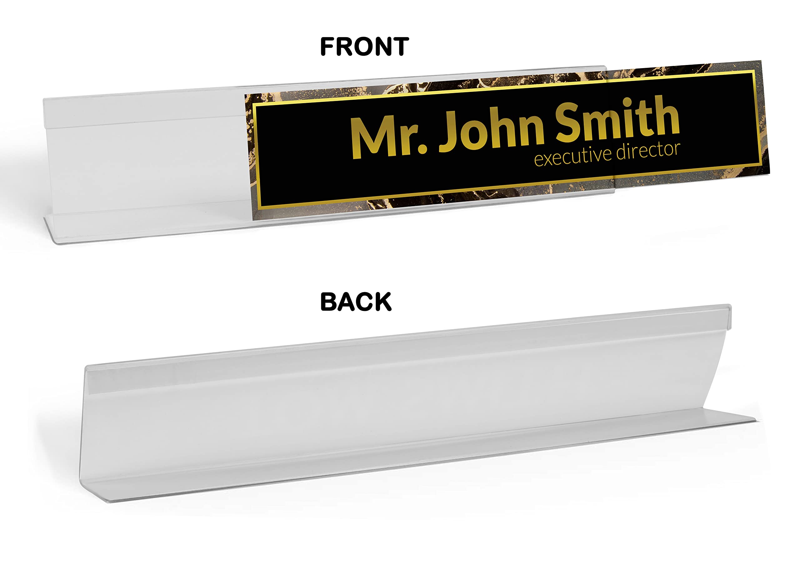 Custom Acrylic Office Desk Name Plate - Personalized Marble Design (2x10 Inches) | Elegant Professional Name Sign for Workstations, Reception Desks & Home Offices