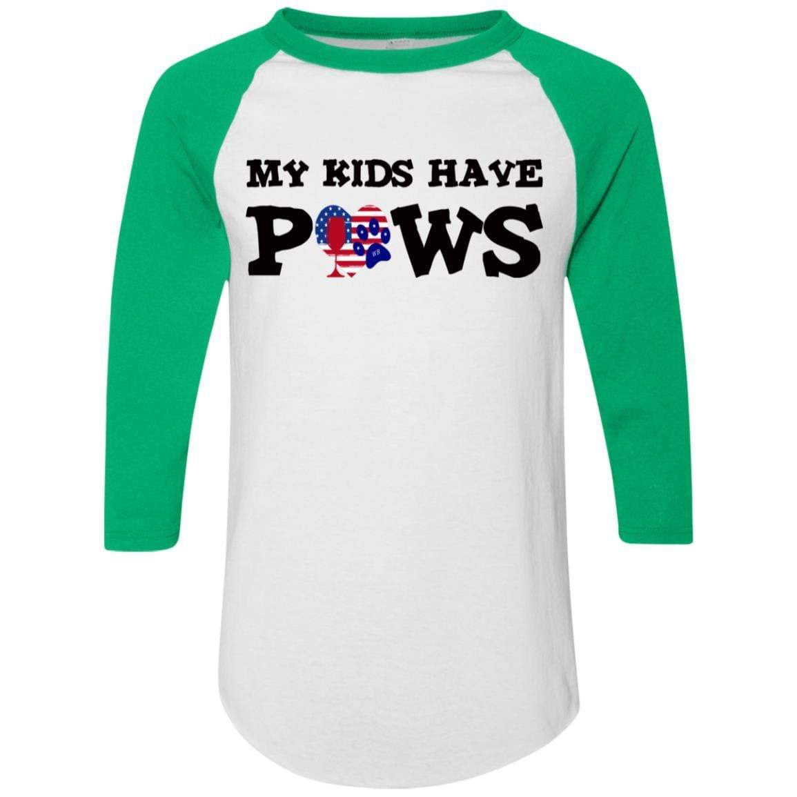 My Kids Have Paws Colorblock Raglan Jersey - Funny Dog Lover T-Shirt for Women | WineyBitches.Co | Perfect for Pet Owners, Dog Moms & Animal Lovers