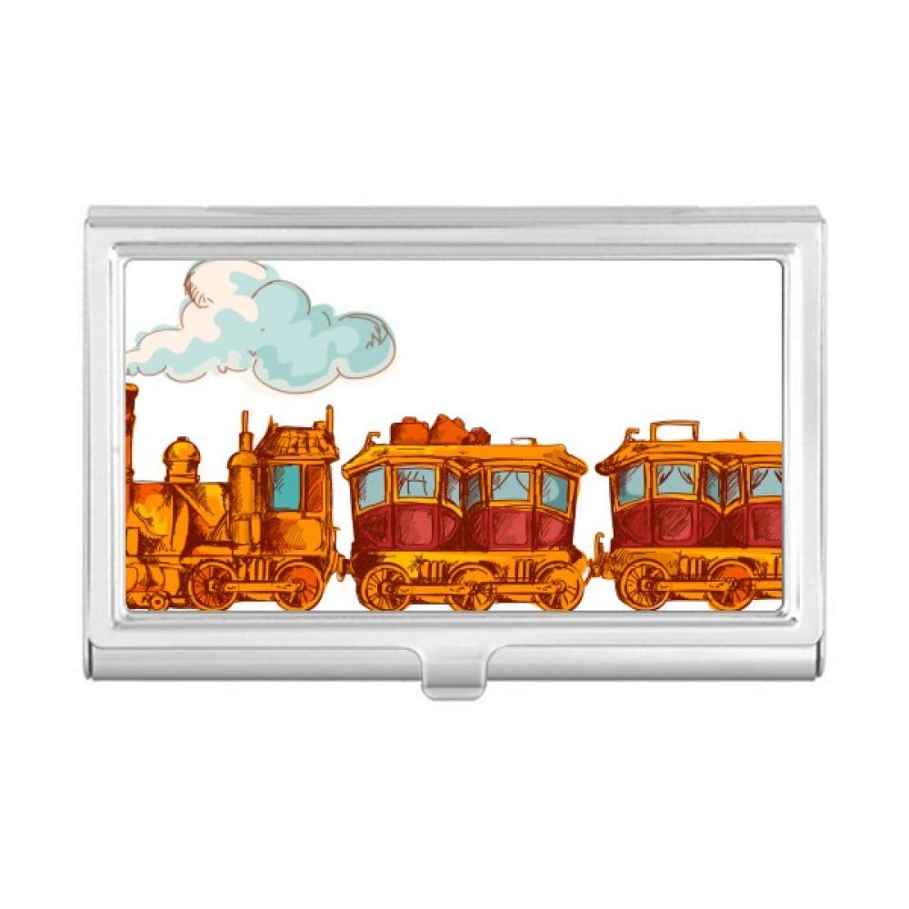 Cartoon Train British Country Culture Business Card Holder - Stylish Leather Card Case Wallet for Men & Women - Perfect for Office, Meetings, and Professional Networking