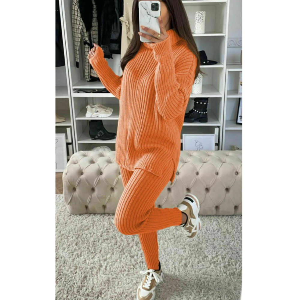 Cozy Chunky Knit 2-Piece Lounge Set for Women - Soft Sweater & Pants Outfit - Perfect for Home Relaxation, Winter Comfort & Casual Wear