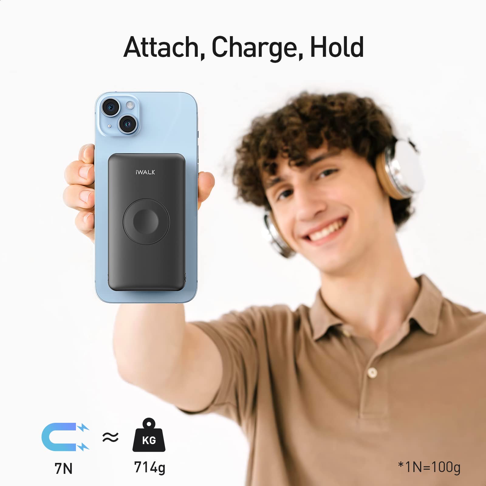 iWALK MAG-X 10000mAh Magnetic Wireless Power Bank with Apple Watch Charger | PD Fast Charging Portable Battery Pack | Compatible with iPhone 16/15/14/13/12 Series & Apple Watch Ultra/8/7/6/5/4 | Perfect for Travel, Work, and Outdoor Adventures