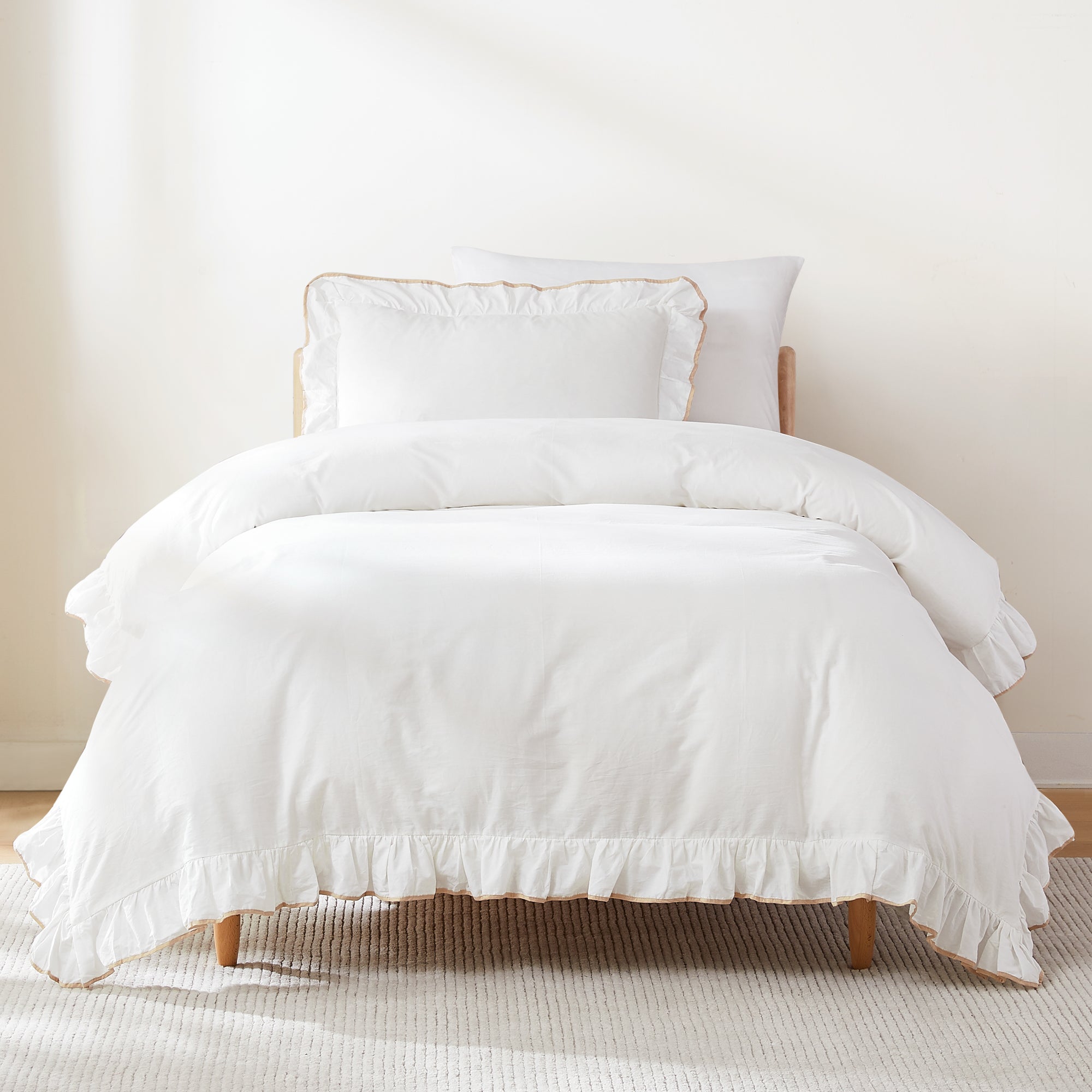 Premium Reyna Contrast Edge Cotton Duvet Cover Set - Soft & Breathable Bedding for Comfortable Sleep - Perfect for Master Bedroom, Guest Room & Dorm Decor