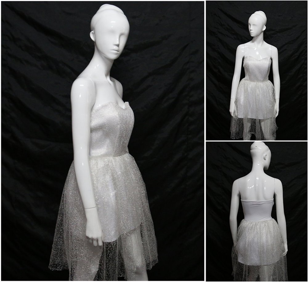 Glow in The Dark Strapless Lace Wedding Bridesmaid Dress - Backless Party & Dance Wear with Mobile APP Control (Size S, White) for Evening Events, Prom, and Special Occasions