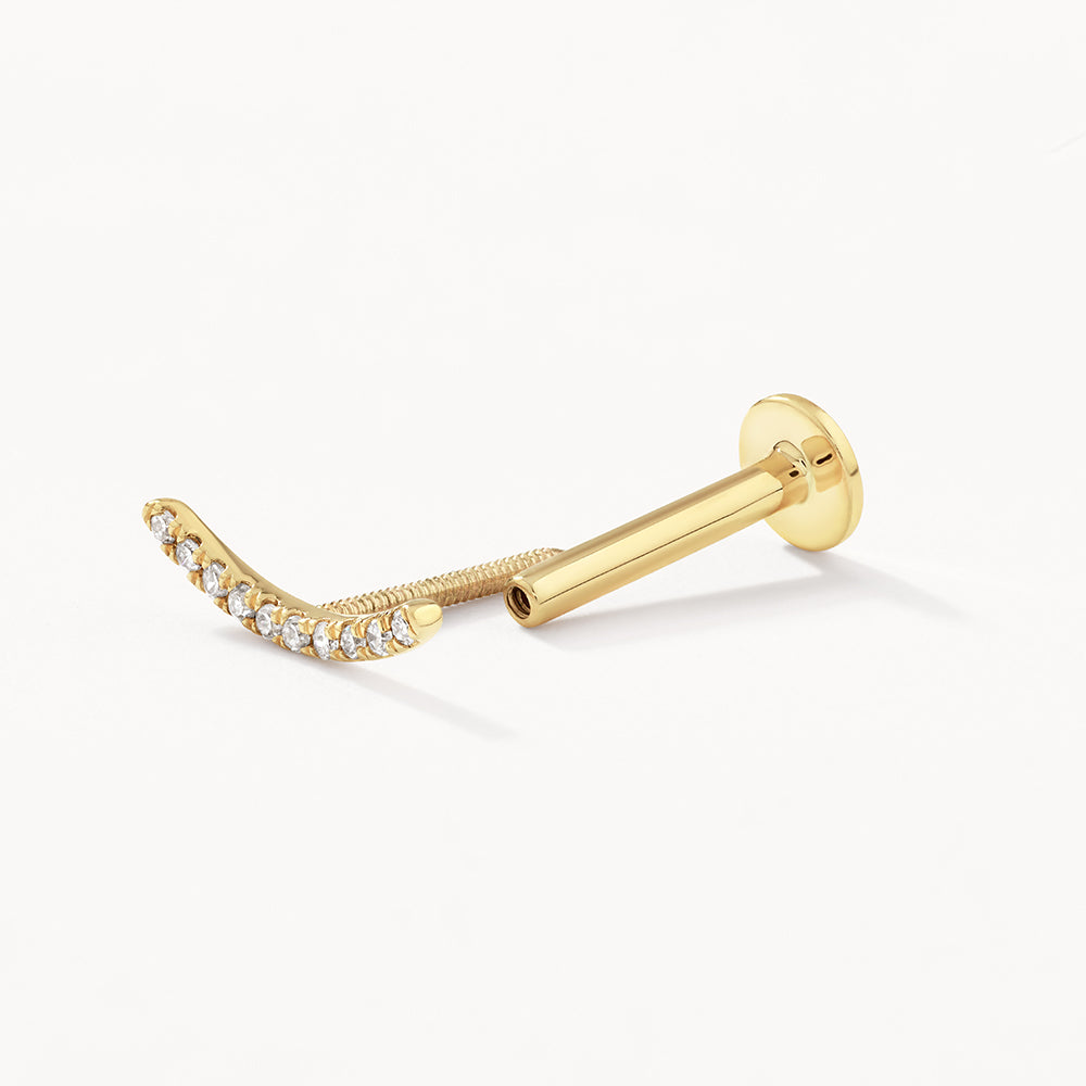 10k Gold Micro Diamond Climber Helix Single Stud Earring - Elegant & Dainty Jewelry for Everyday Wear & Special Occasions