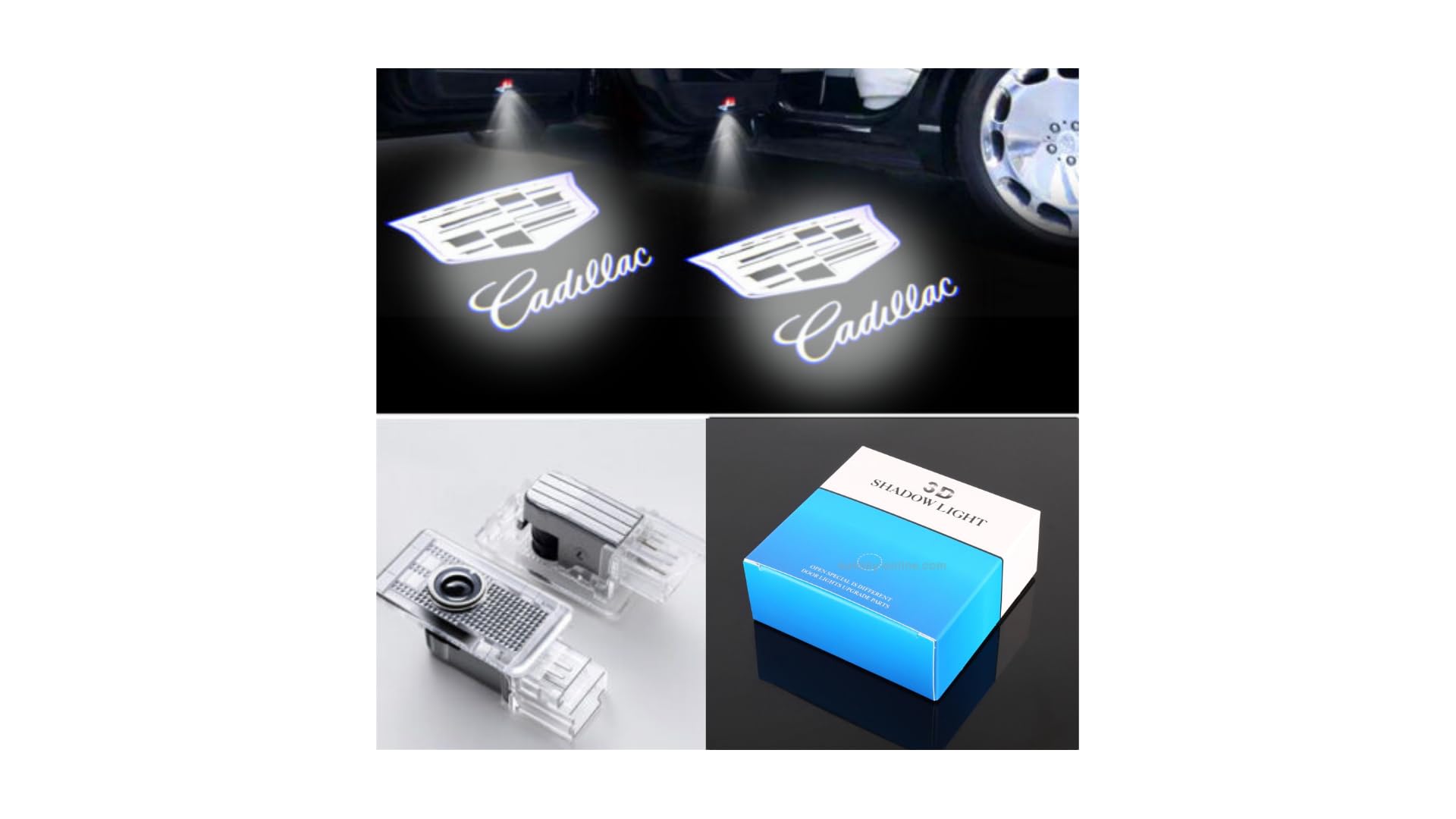 Premium 3D LED Shadow Lights for Cadillac SRX CT6 XTS ATS XT4 XT5 XT6 - Dual Plug Puddle Welcome Lights with Logo Projection - Car Door Courtesy Lights for Enhanced Style & Safety (Perfect for Nighttime Parking & Vehicle Customization)