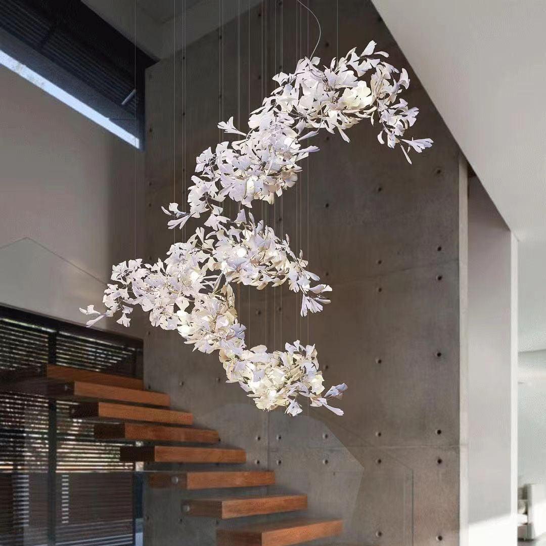 Elegant Ginkgo Leaf Chandelier - Modern Crystal Ceiling Light Fixture for Dining Room, Living Room, Bedroom Decor - Perfect for Home, Hotel, and Restaurant Lighting