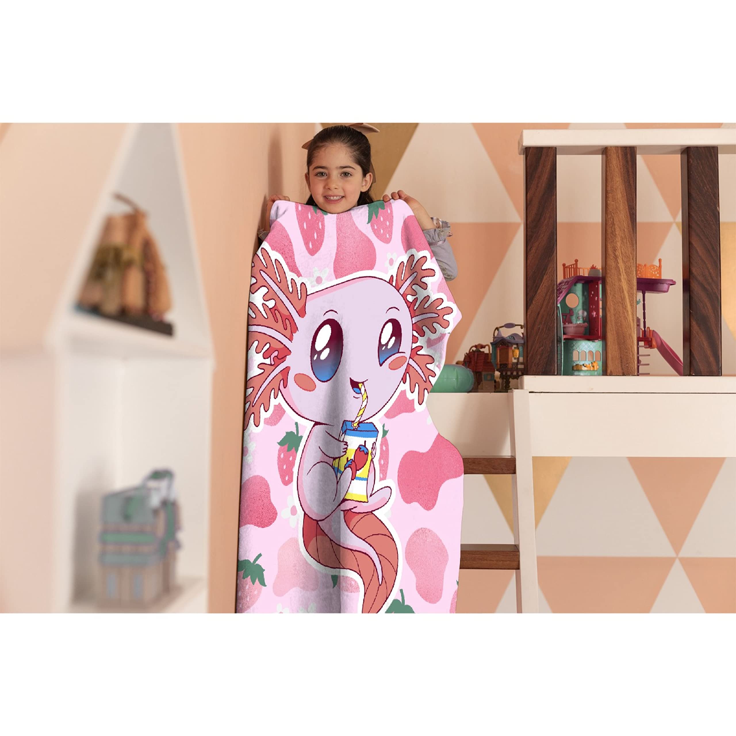Soft Pink Axolotl Fleece Blanket 120