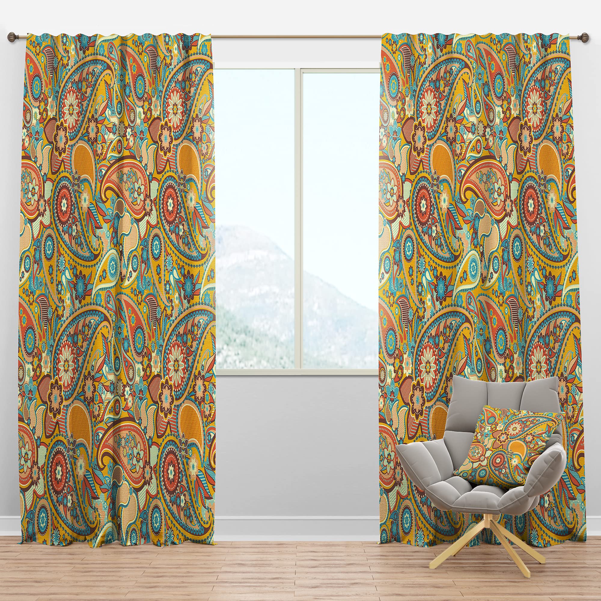 DesignQ Blackout Curtains - Thermal Insulated Paisley Pattern Window Drapes for Bedroom & Living Room, Single Panel 52x63 Inches - Perfect for Light Blocking, Privacy & Energy Efficiency
