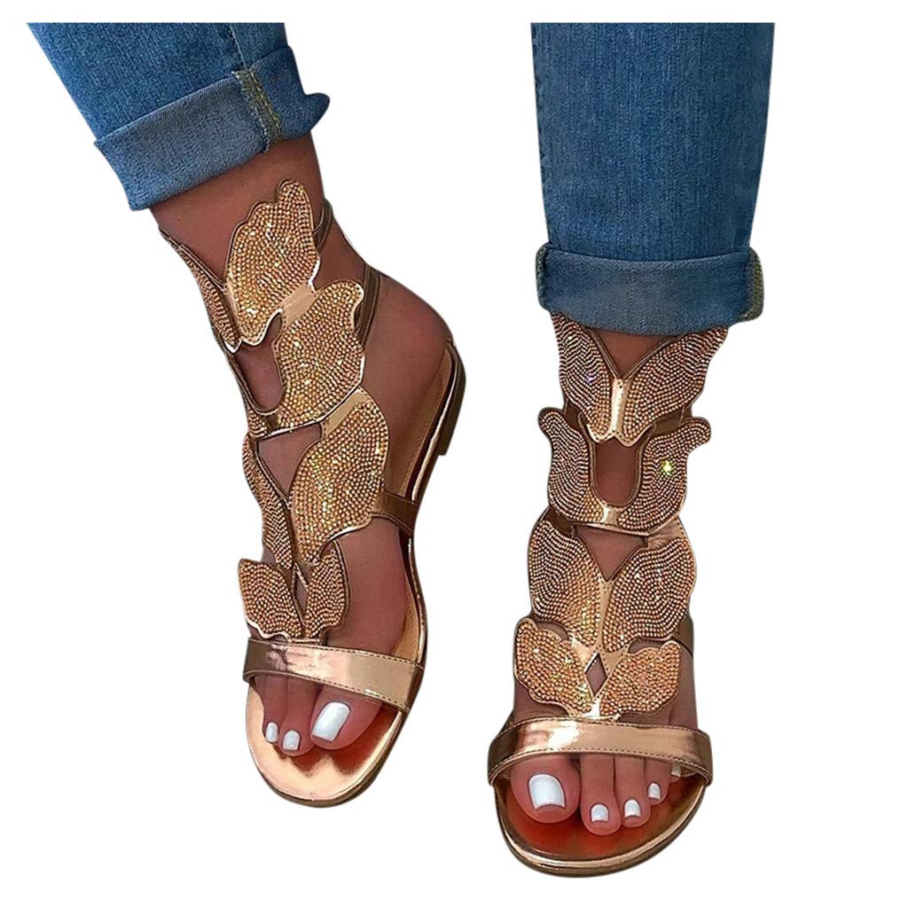 Vedolay Women's Flat Sandals - Bohemian Beaded Flower Summer Beach Sandals for Women | Comfortable Clip Toe Casual Shoes for Walking, Travel & Vacation