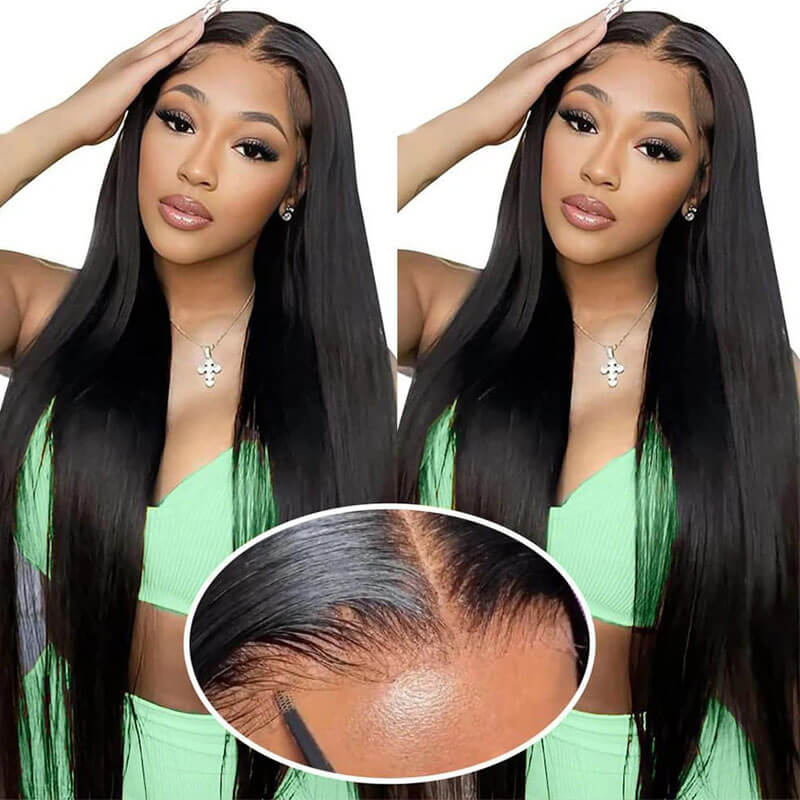 Eullair Glueless Straight Hair Wigs with Pre-Cut Lace 6x4 & 5x5 HD Closure - Beginner Friendly Human Hair Wigs for Everyday Wear & Special Occasions