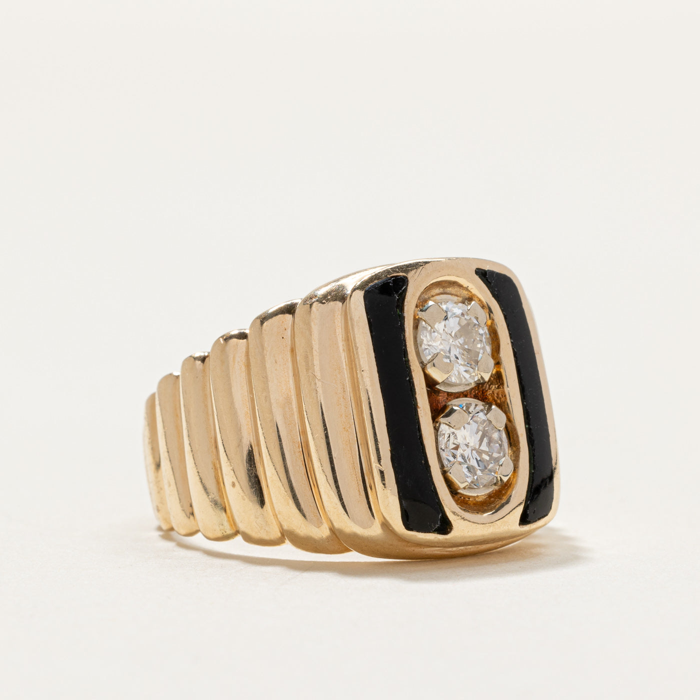 Two Stone Diamond Column Grooved Ring | 0.72ctw | Size 8.25 | Elegant Wedding Band, Anniversary Gift, or Everyday Luxury Jewelry for Women