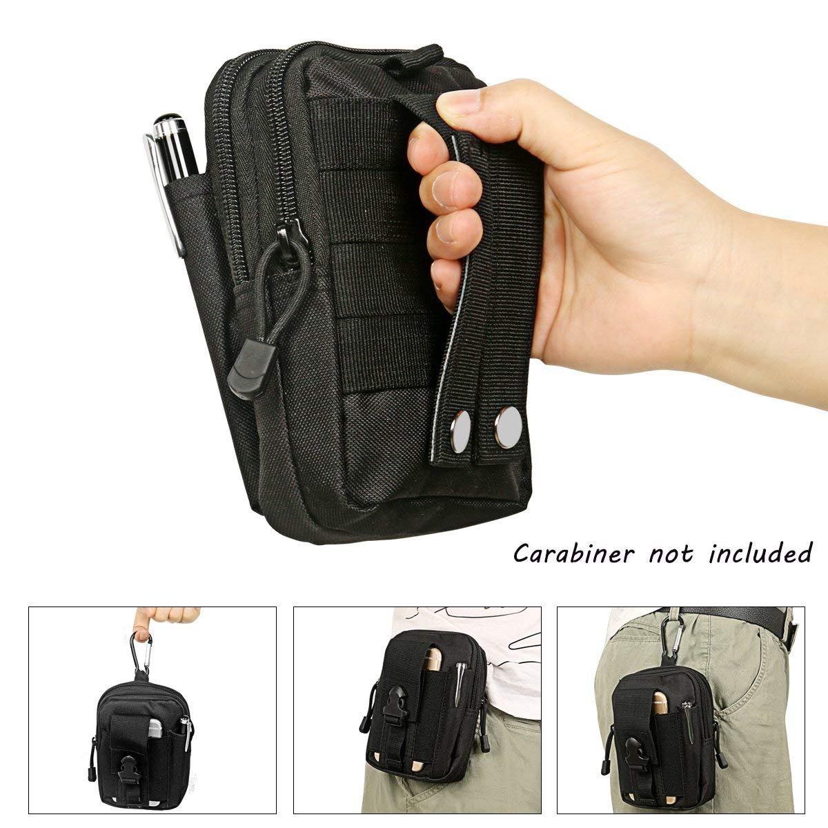 Tactical MOLLE Pouch - Compact Waist Bag for Men with Phone Holder - Outdoor, EDC, Utility Gear for Hiking, Camping & Travel