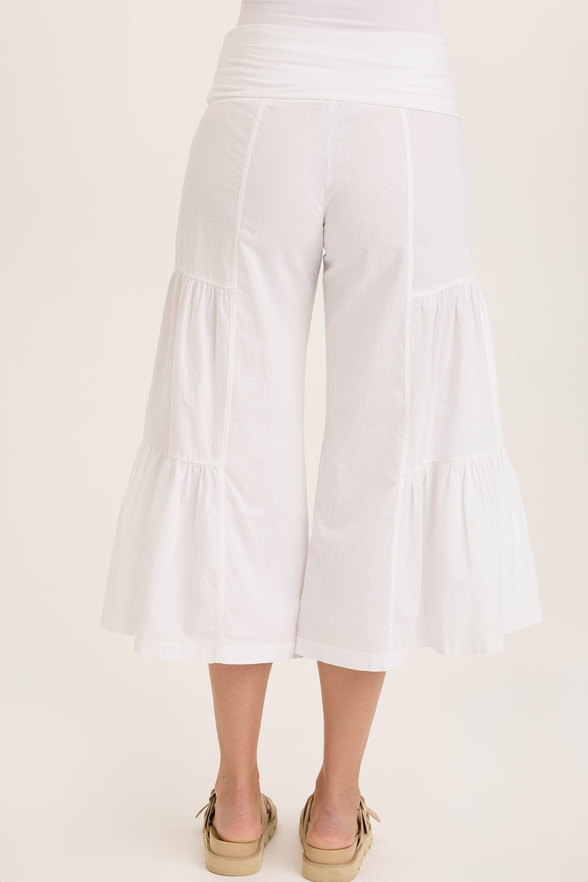 Premium Linen Wide Leg Palazzo Pants with Side Tiers - Comfortable & Flowy for Summer, Beach, and Casual Wear