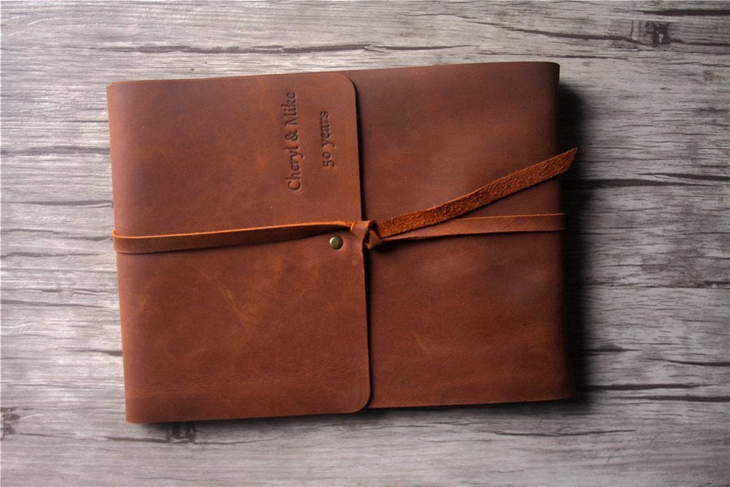 Personalized Leather Family Memory Book Album - Custom Photo Scrapbook for Weddings, Anniversaries & Baby Keepsakes