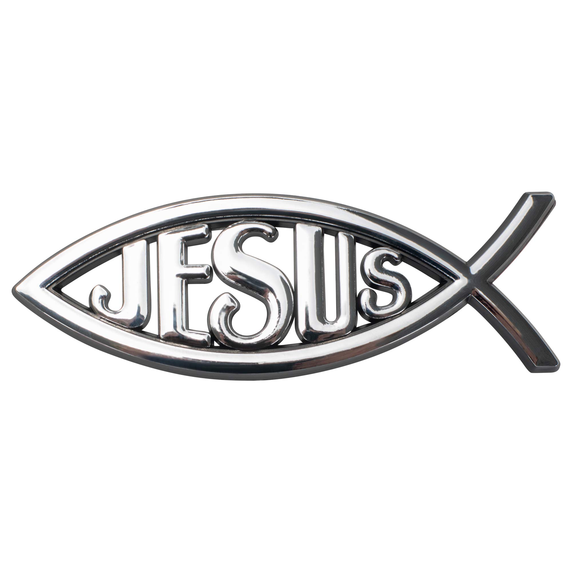 Large Silver Christian Jesus Fish Auto Emblem - Religious Car Decal for Christian Faithful - Perfect for Cars, Trucks & SUVs to Showcase Your Faith